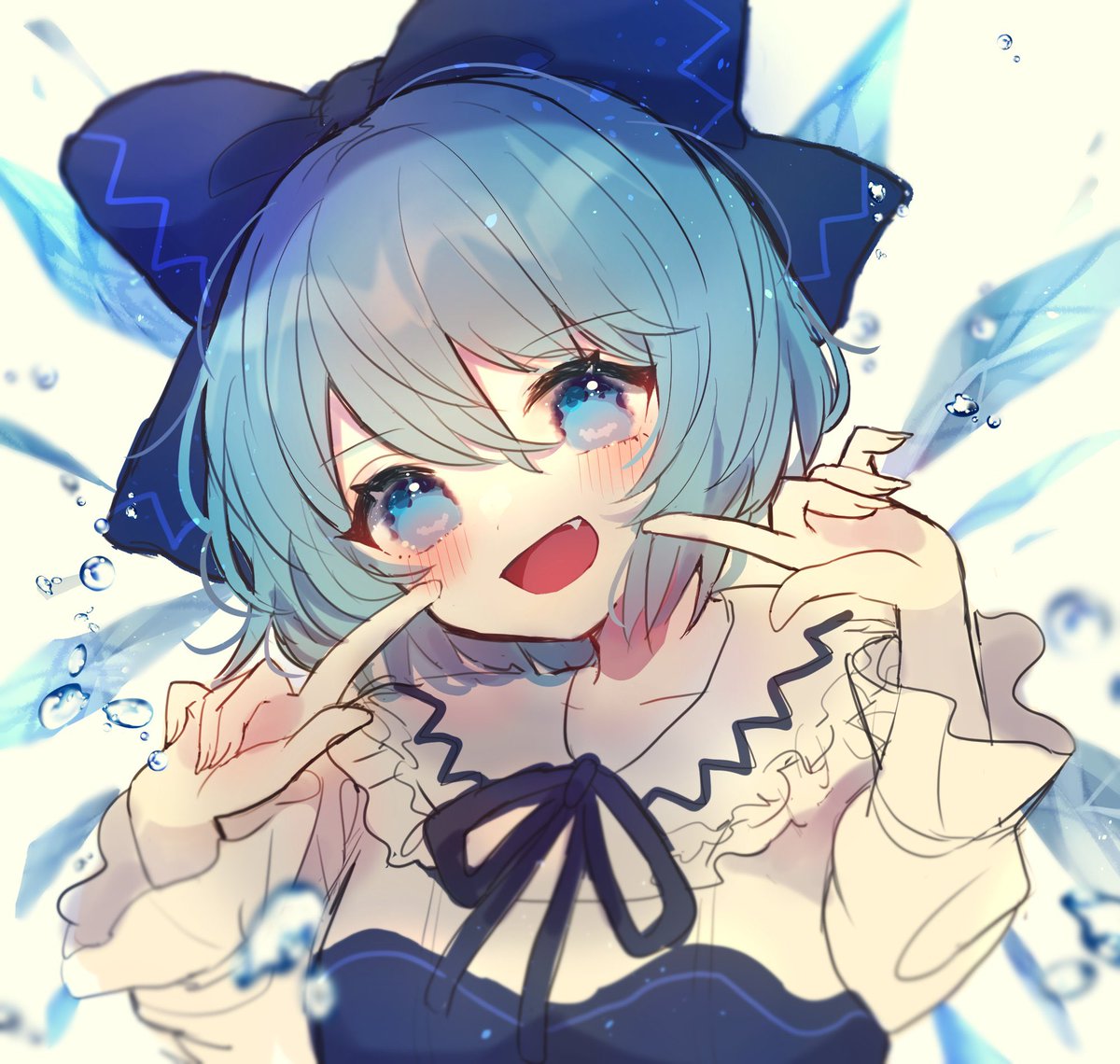 cirno 1girl solo blue hair blue eyes wings ice ice wings  illustration images