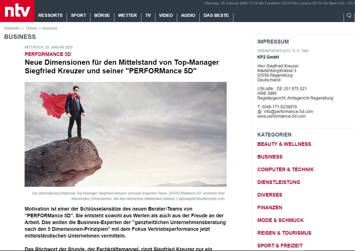 Meinungsforschungsinstitut Gallup meldet: 2019 verrichten ca. 70 Prozent der deutschen Arbeitnehmer lediglich Dienst nach Vorschrift!
Top-Manager Siegfried Kreuzer von PERFORMance 5D will das ändern. Hier der Link zum Artikel bei n-tv: firmen.n-tv.de/performance-5d…