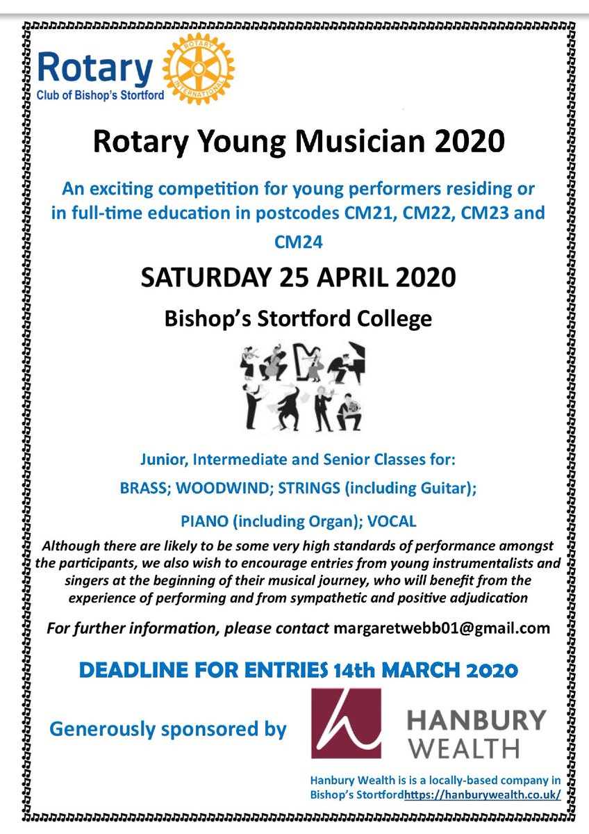 If you took part in the music festival why not take part in the <a href="/club_bishop/">Rotary Club of Bishop’s Stortford</a> Young Musician Competition? Our school is CM23 so you can take part! Great opportunity to perform! <a href="/HandEHighSchool/">Herts & Essex School</a> students have had some real successes in this competition in the past! TMR