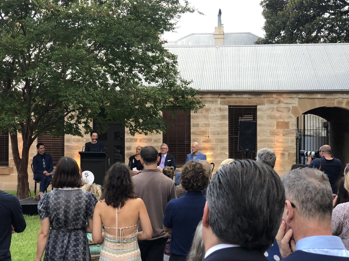 PhilipThalis's tweet photo. Impressive speakers at the re-launch of Hyde Park Barracks. Lord Mayor @CloverMoore, NSW Arts Minister @Minister_Harwin, former Fed Arts Minister @pgarrett ready to see #jonathanjames extraordinary art work on the ground plane of HPB’s courtyard ground plane.
#publicsydney https://t.co/u8YaNZ2P8Z