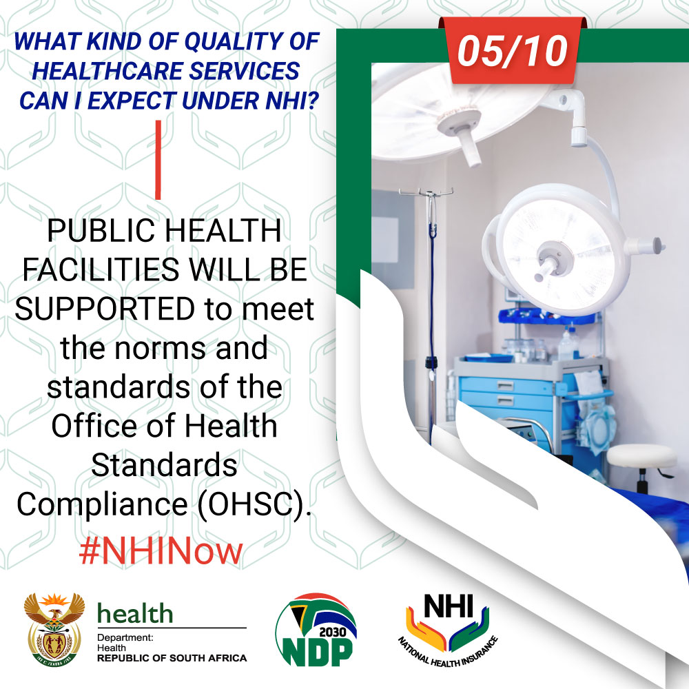 COVID_19_ZA's tweet photo. Public clinics and hospitals that do not meet the quality standards to be part of the NHI when it starts will be given additional time and resources to assist them to meet the necessary standards. #NHINow https://t.co/RuQ1QuukJH