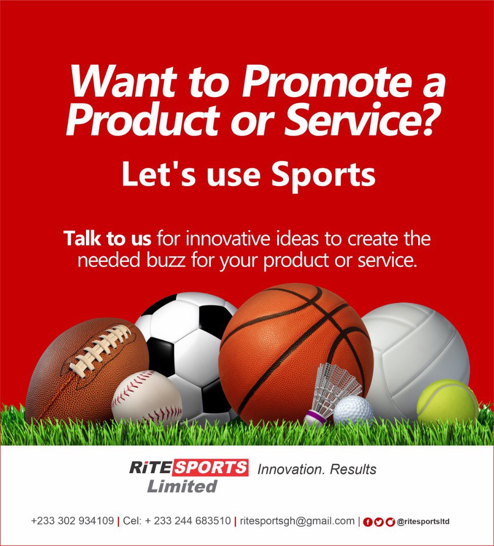 RiteSportsGh's tweet photo. Connect with your targets using sports. Talk to us TODAY @VodafoneGhana @airteltigoghana @MTNGhana @SurflineGH #RiteSports @RealYawSakyi https://t.co/8CydTo5zK4