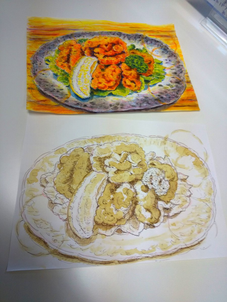 ギャラリーねこい 7 27 8 2 イラスト展示会 駅南の Gensun12 さんのお料理 ニンニクスープがめちゃくちゃ美味しかったです イラスト ボールペン画 水彩色鉛筆 ぬりえ 新潟 一年生の子達も一生懸命に塗っていたので名前を知らなくても