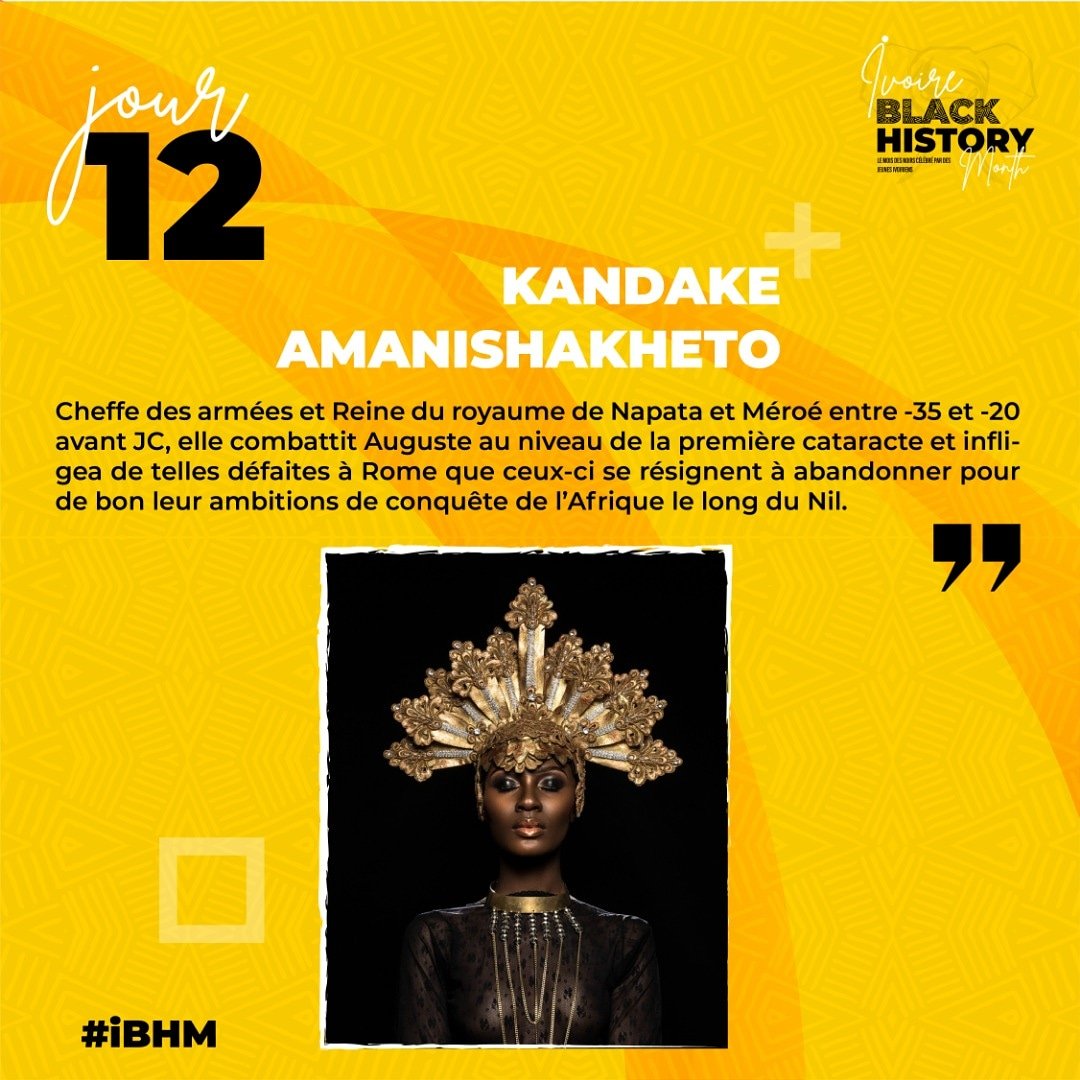 Jemii_Toorey's tweet photo. *iBHM, le mois de notre histoire continue...* 

Il y a 2000 ans, toute une dynastie de femmes africaines, a régné dans l’ancien puissant royaume de Kush (Nubie méroïtique), au sud de l’Égypte, faisant ainsi perdurer la culture égyptienne. 
#IBHM #IBLACKHM #blackhistorymonth https://t.co/LmbUDB1LYL
