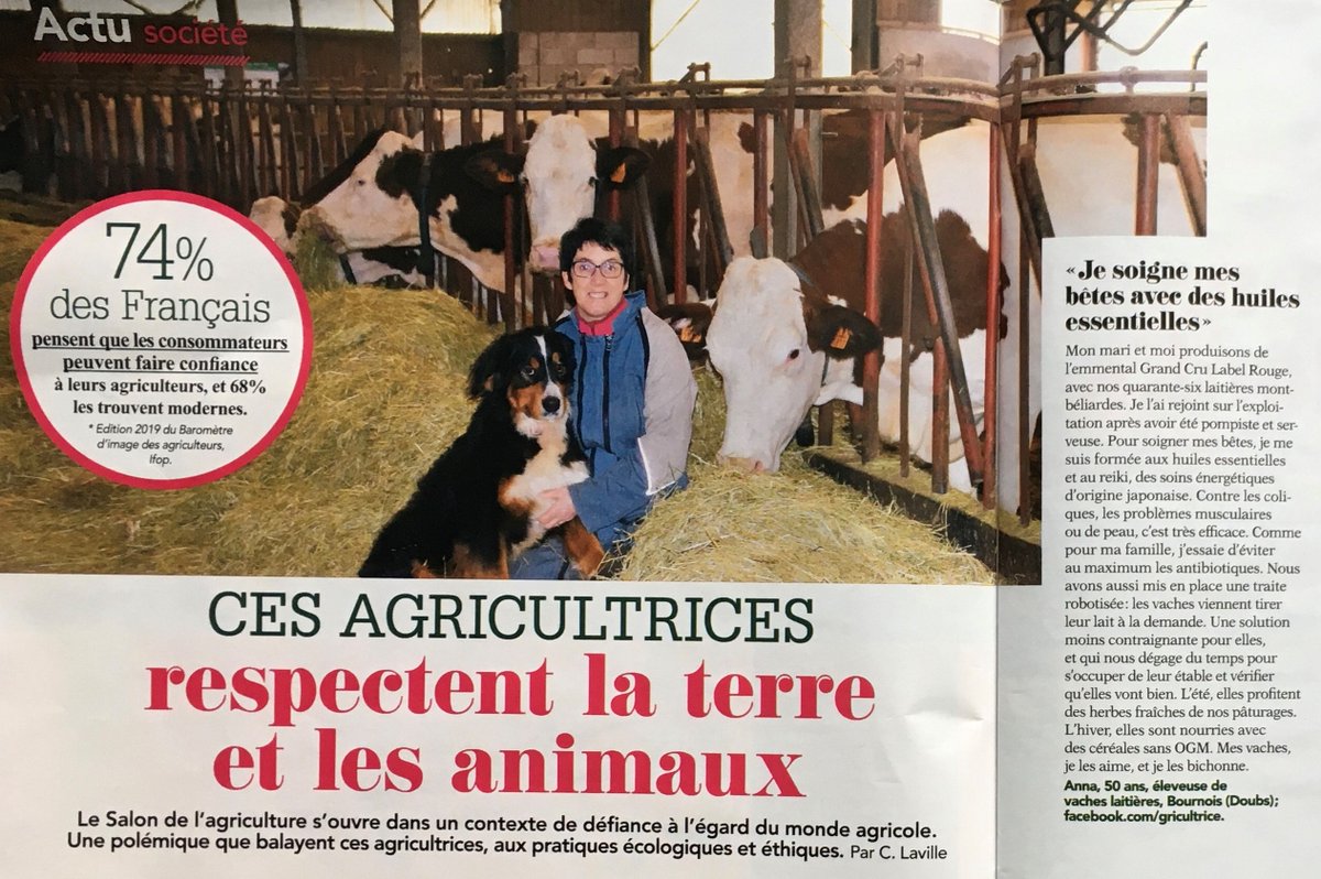 Agridemain's tweet image. Femme Actuelle rappelle que le bien-être animal est une préoccupation essentielle pour les #éleveuses . Venez retrouver et échanger avec @agricultrice25 sur le stand #agridemain au @Salondelagri le lundi 24/02
