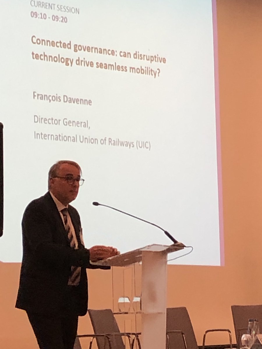 Fletchrail's tweet photo. @uic Director General Francois Davenne delivering the keynote address at the opening of #IRS9 in Warsaw. #frugality, #desire https://t.co/fiMY0QGECr