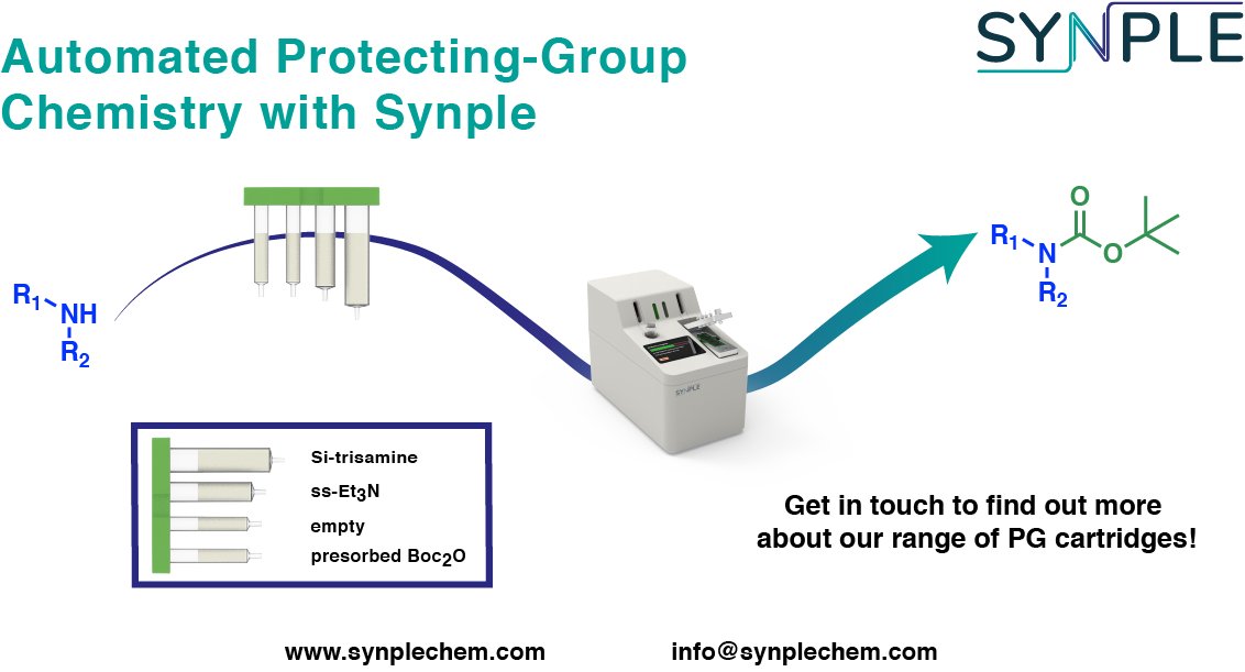 synplechem's tweet photo. Automated protecting-group chemistry at the touch of a button! Contact us for more information on our range of cartridges
https://t.co/MddhH1emGM
#protectinggroups #syntheticchemistry #labautomation #discoverychemistry #synplechem https://t.co/gKL3prNbpf