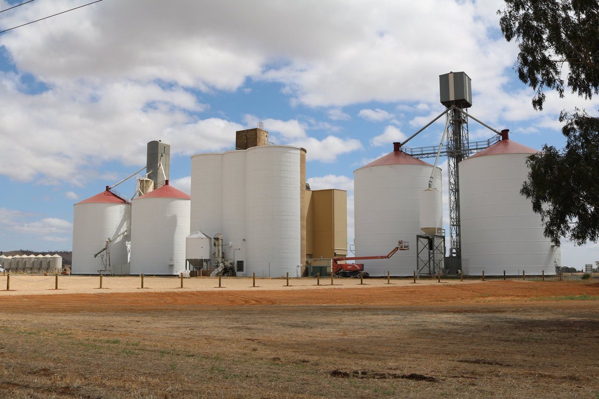 juliecob's tweet photo. Only days now until the artist transforms these silos in  Colbinabbin. Can’t wait to see what is going to be on this amazing canvas. #myoldhometown https://t.co/H91xNQ0GyJ