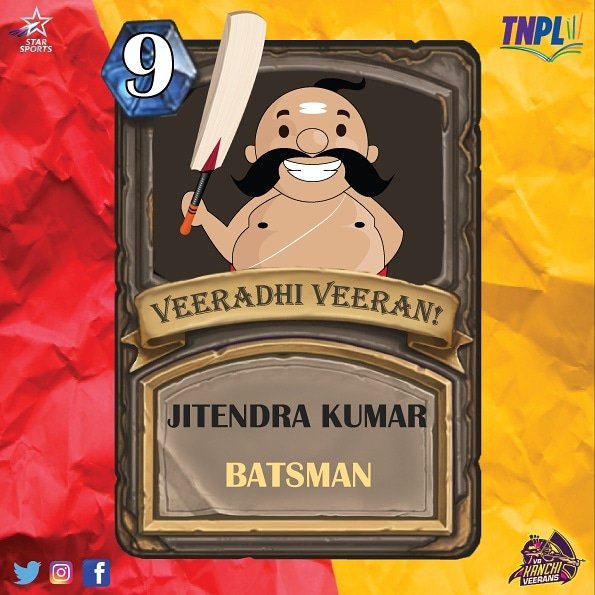 NRKTNPL's tweet photo. Our NINTH PICK of the day from the Players Draft 2020!! 😄
Welcome to the Team, Veeran Jitendra😎
#vbkanchiveerans #vbveerans #modhareadyya #TNPL2020 https://t.co/Dm3Dgii5G2