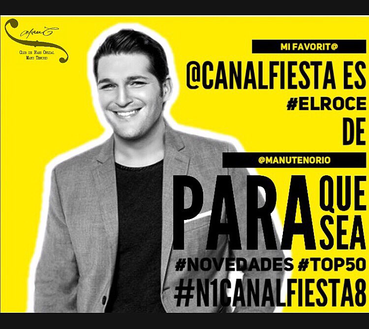999_alicia's tweet photo. Mi Favorit@ @canalfiesta es #ElRoce de @manutenorio para que sea #Novedades #Top50 #N1CanalFiesta8 🎶🔝🎤🔝⚡️❣️ https://t.co/qurbTpVz39
