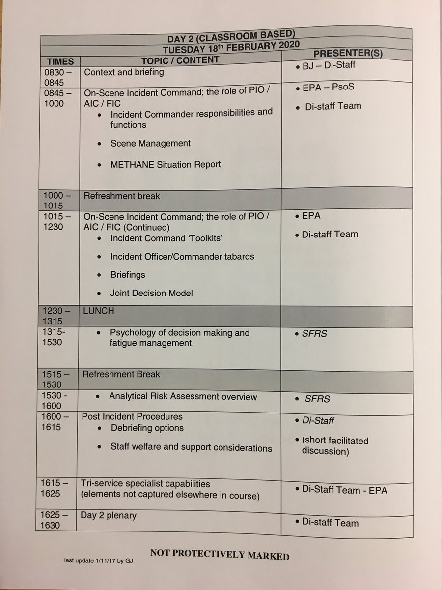 CSICampbell's tweet image. Today concludes 3 days Joint On Scene Commander Training for @policescotland @fire_scot @Scotambservice 

They received specialist inputs &amp;amp; applied their learning, experience &amp;amp; decision making in major incident &amp;amp; MTA exercises outlined in timetable 👇

#improvinginteroperability