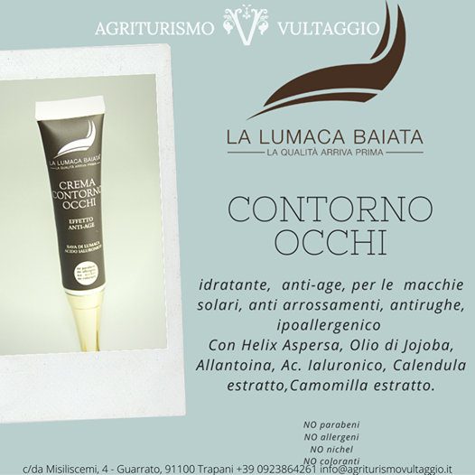 agrivultaggio's tweet photo. Oggi vi presentiamo il contorno occhi La Lumaca Baiata:
 🐌idratante, anti-age e tanto altro... Scopri il resto della linea e i trattamenti 👉https://t.co/L6Kj5IIUkl 
 #agriturismovultaggio #bavadilumacacosmesi #bavadilumacatrattamenti #SPATrapani #centrobenessereTrapani https://t.co/g5SQROUTl9
