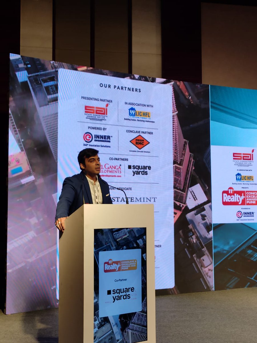 RPRealtyPlus's tweet photo. Amit Wadhwani, Managing Director, Sai Estate Consultants Chembur Pvt Ltd. with an interesting take on the business of real estate, at the 11th Realty+ Conclave & Excellence Awards 2020 - PUNE
#RPConclave #RPSummit #RPExcellenceAwards #PuneRealty #RealEstate #RealtyPlus https://t.co/1FpFbXB3lu