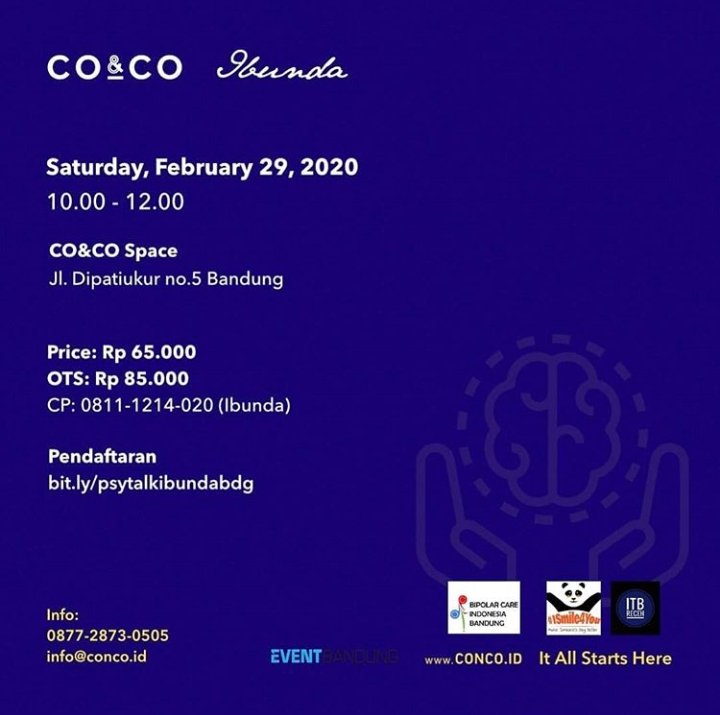 BCI_Bandung's tweet photo. Yuk, dicatat yah tanggal dan tempat acaranya! 🗓 Sabtu, 29 Februari 2020
🕚 10.00 - 12.00
📍 CO&amp;CO Space Jl. Dipati Ukur No.5 Bandung

Price: Rp 65.000
OTS: Rp 85.000

Daftar sekarang di: https://t.co/m4kicH9IKr https://t.co/oyThV4dwW2
