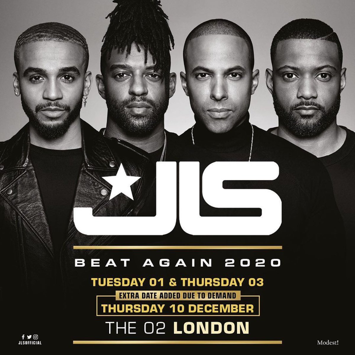 Oritse's tweet photo. 🖤Honestly I don’t even know what to say??? A THIRD o2 ARENA!! 😱😱😱😱 #GratOtude #Blessings #JLStersAssemble #JLS2020🖤 https://t.co/qpTXEupnV0