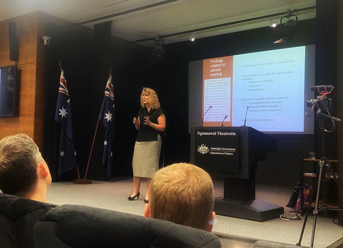 DrSkous's tweet photo. Congratulations to a good friend and former colleague, Deb Jeppesen, who delivered her PhD research findings on the need for #EQ in military advisors to a packed house at Russell today. The fact that #CQ also featured in her recommendations? Winning!! 🤩 https://t.co/dzFjShfWOH