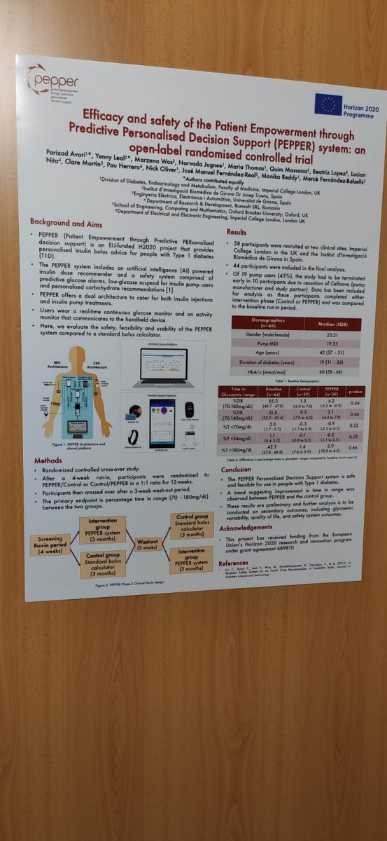Presenting two posters at the #ATTD2020:

➡️The PEPPER System Application Program Interface

➡️Efficacy and safety of the Patient Empowerment through Predictive Personalised Decision Support (PEPPER) system: an open-label randomised controlled trial.

<a href="/ATTDconf/">Advanced Technologies & Treatments for Diabetes</a> #diabetes
