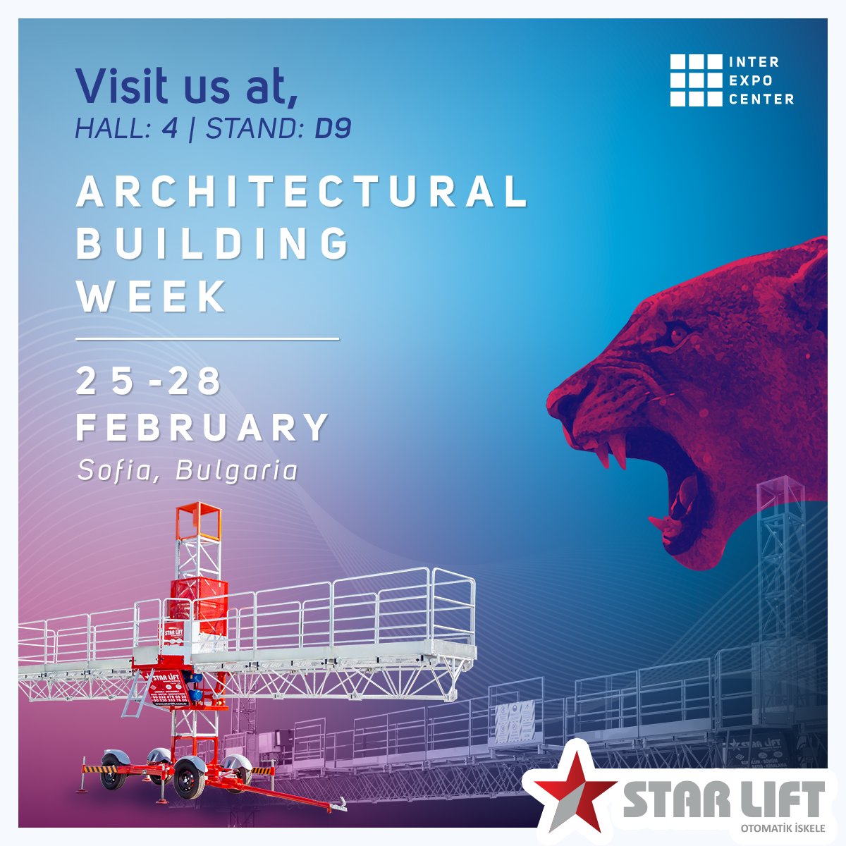 ARCHITECTURAL BUILDING WEEK' teyiz...
Sizleri de bekleriz...
#architecturalbuildingweek #fuar #starlift #inşaat #bulgaria #sofia