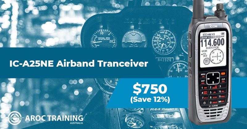 ArocTraining's tweet photo. Our IC-A25NE Airband Tranceiver is currently on sale! 

If you’re after an Icom radio that has a built in GPS, Bluetooth and an easy-to-use interface, check it out.

Visit >> https://t.co/qvJpItiznK to shop now. 

#aroctraining #radiotraining #casatraining #aeronauticaltraining https://t.co/8Ex3kmsEiw