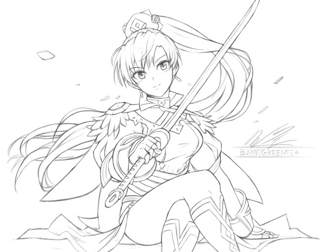 I really like Lyn's resplendent outfit, so here's a sketch #FireEmblemHeroes 