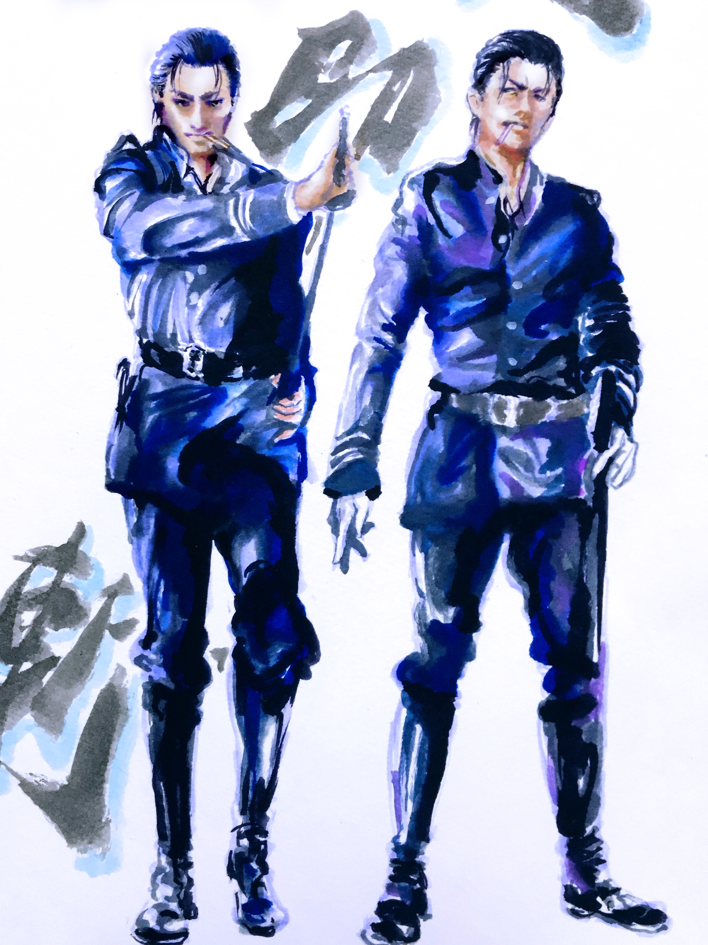モリ イラストレーター どっちの斉藤さんがお好み 左 大河で演じたオダギリジョーさんがるろ剣の斎藤さんをやったら 右 本家 江口洋介さん 今日の練習ラクガキ 時代劇 映画 るろうに剣心 クロッキー イラスト イラストレーター Illustration