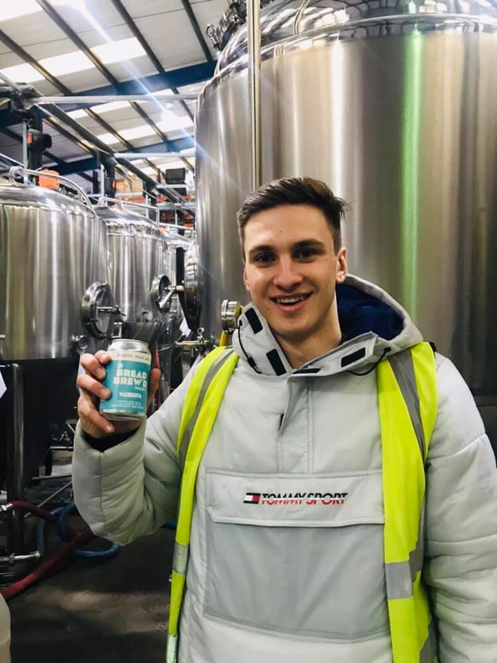 BreadBrewd's tweet photo. We’re so excited to announce the launch of our first canned beer! Here’s us with the first can off the production line 🍺🙏🏻 #BreadBrewd https://t.co/8oUkQrvgo9