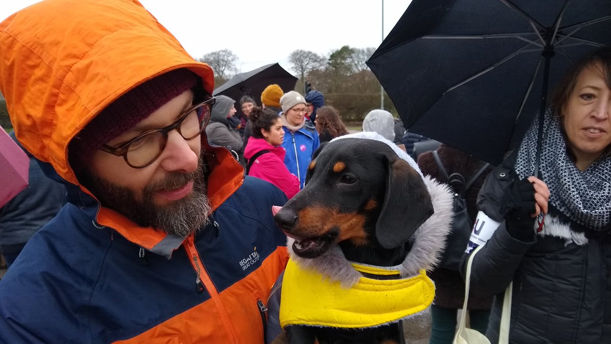 ucuatdurham's tweet photo. Comrade Fonzie says hello @DrJoGrady! ๐ #DogsOnDemos #UCUstrikesback #FourFights #Durham https://t.co/H4ZYAYI3vm