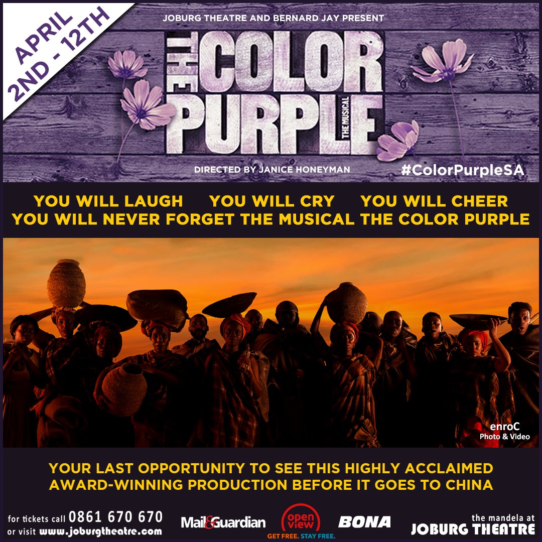 joburgtheatre's tweet photo. In celebration of Black History Month, we witness the power of black women coming together breaking the silence around domestic and sexual abuse on stage.
#ColorPurpleSA on stage from 2 April- tickets are available on https://t.co/wV7w1WTySH
@BonaMag @etv @mailandgaurdian https://t.co/mauqdxoOUc