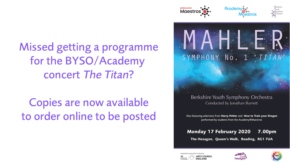 If you missed getting a programme at the fabulous #BYSO and Academy concert on Monday they are now available to be ordered online to be posted to you. Click here to order your souvenir copy: berkshiremaestros.org.uk/online_payment…