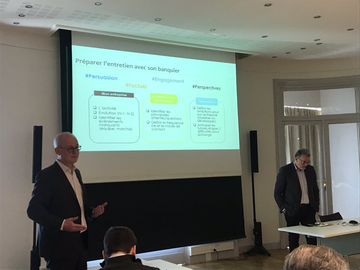 Les mots clefs pour préparer l’entretien avec son banquier : #Persuasion #Engagement #Perspectives et #Factuel #Atelierdel’Entrepreneur #ClubdesEntrepreneurs <a href="/CCIBdxGironde/">CCI Bordeaux Gironde</a> 
<a href="/ph_defianas/">Philippe Defianas</a> @JeanLabaigt <a href="/CAAquitaine/">CA Aquitaine</a>
