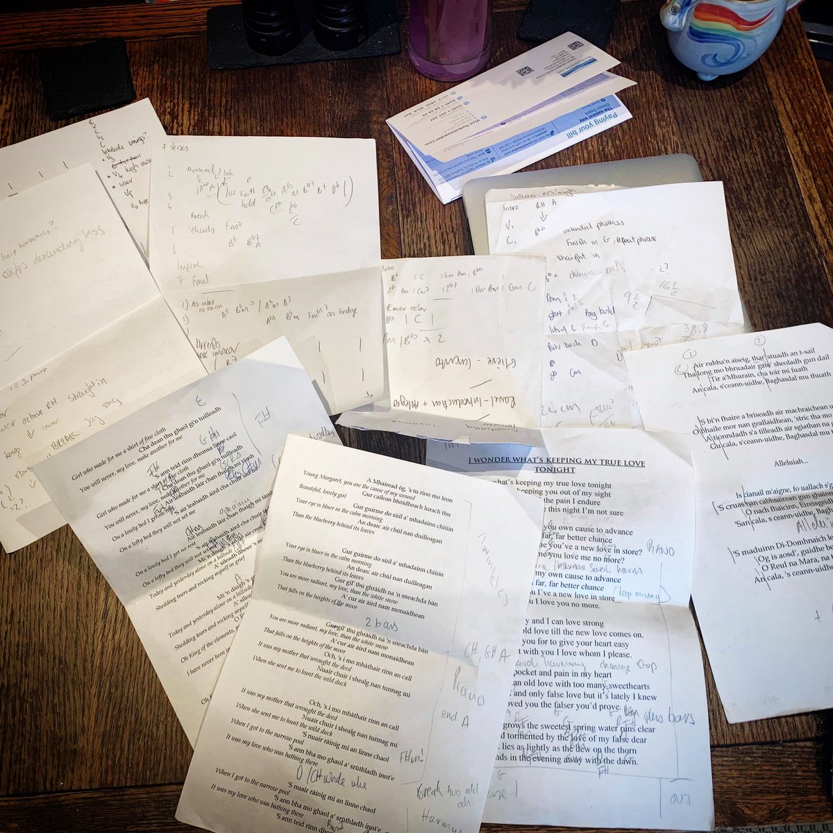 joyandandrew's tweet photo. On Thursdays, we rehearse! It’s swotting time, as our first #JoyAndAndrew gig is tomorrow night! Christ Church, Lochgilphead- 7.30pm. Hope to see you there! 
#Argyll #Dithis #Duo #Gaelic #Gàidhlig #UnicornMug https://t.co/T7atktJH08