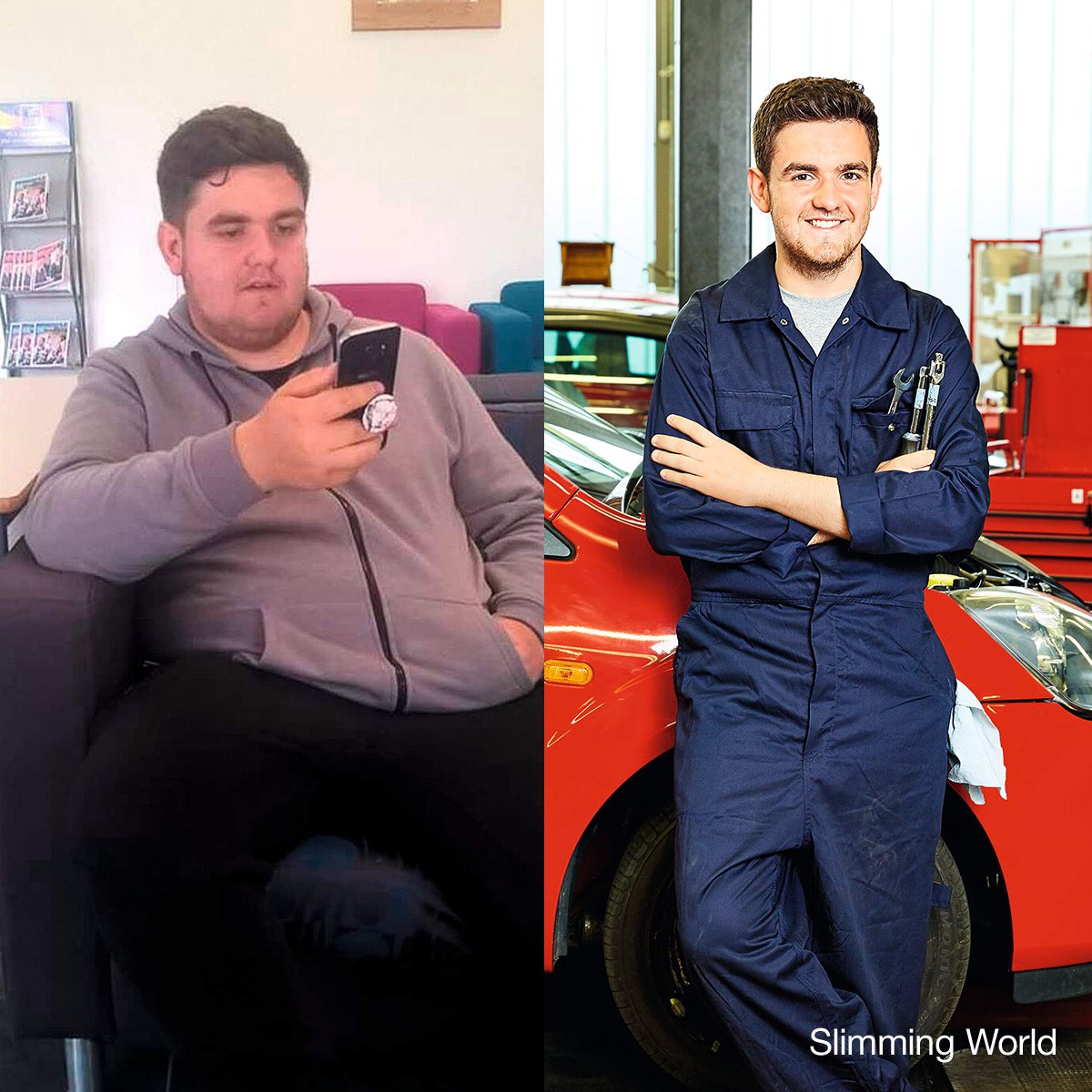 SlimmingWorld's tweet photo. Losing weight was a family affair for Jordan – he joined #SlimmingWorld with his mum, auntie, cousin and sister 👩‍👩‍👦. With their help, and the support of his fellow slimmers, he found the tools to fix up his future and lost 8st 7lbs 🔧! #SlimLikeAMan https://t.co/NrCtNrxj0o https://t.co/oZQid9dtEx
