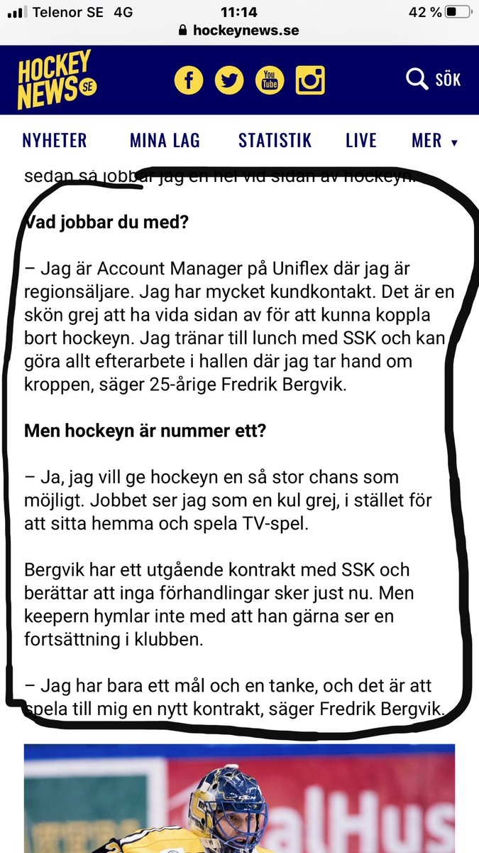 LMCSPORTS's tweet photo. Att jobba funkar inte för alla hockeyspelare men när det funkar som för Fredrik, blir jag faktiskt stolt! #smartaval #alwaysinyourcorner https://t.co/mX8Oryk2HJ