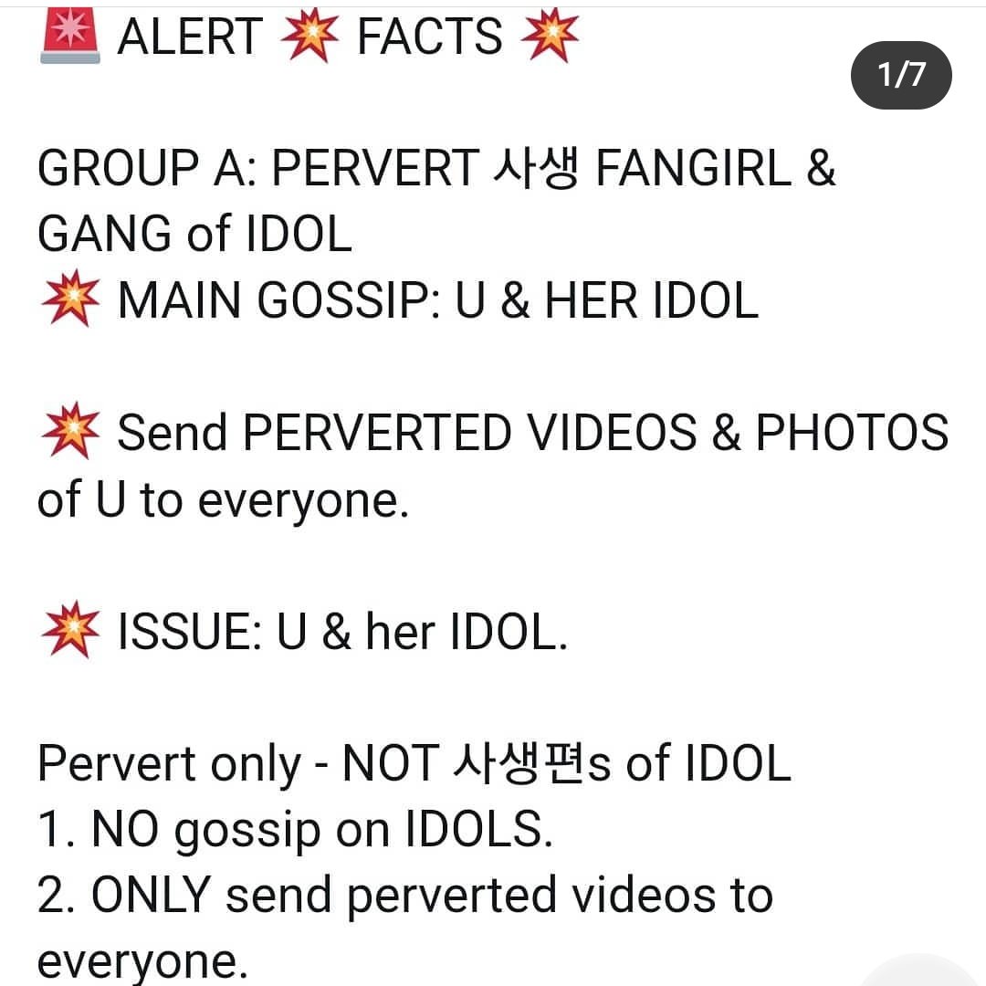 Binbin1669's tweet photo. Reminder 💥 BEWARE💥

Do U like it if 
YOU, 
ur DAUGHTER, 
ur GRANDDAUGHTER or
FRIEND
is STALKED by 
PERVERTED 사생 FANGIRL &amp; GANG 
in the same way?

This 사생 FANGIRL &amp; GANG may STALK U in the same way too. https://t.co/V89G8P0ndk
