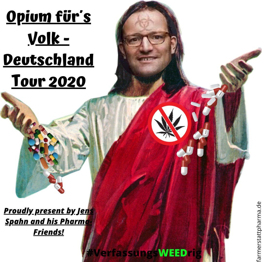FarmernoPharma's tweet photo. @jensspahn @DavidErkalp 🌱Das #Cannabis-Verbot ist #VerfassungsWEEDrig und ihre erbärmliche Gesundheitspolitik wird von der #Pharmamafia finanziert. Müssen sie als Politiker ihre Honorare, die sie als #PillenMessias bekommen eigentlich offen legen?
#Jensus #FarmerstattPharma #legalizeit #legalize https://t.co/GGykDy6tZE