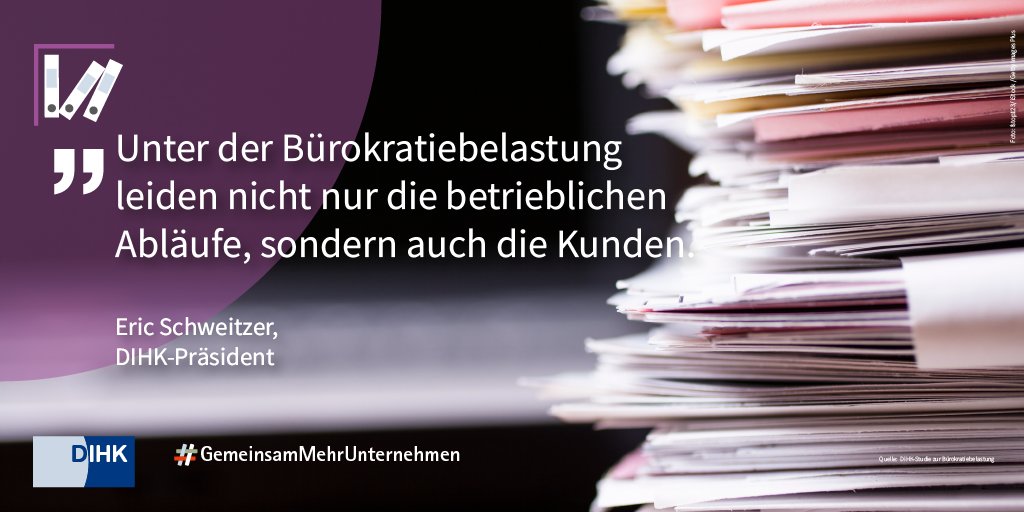 Deutschen Unternehmen geht durch bürokratische Pflichten enorm viel Zeit und Geld verloren. Das zeigt auch unsere Studie zu den Bürokratiekosten im Gastgewerbe:
dihk.de/de/aktuelles-u… #GemeinsamMehrUnternehmen #Bürokratie