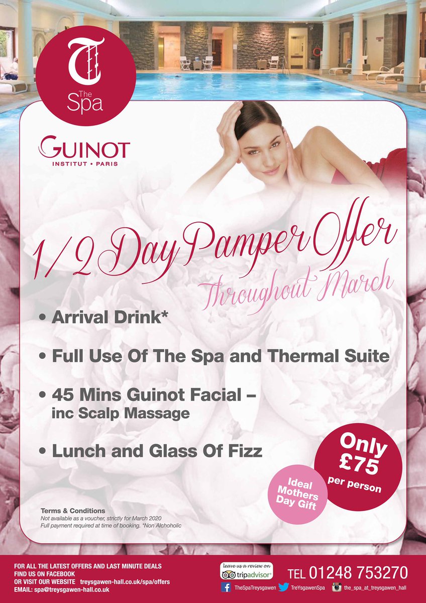Go on you know you want to, escape to the spa with your Mum for pampering this March 
#spa #treysgawen #anglesey #mothersday2019 #guinot