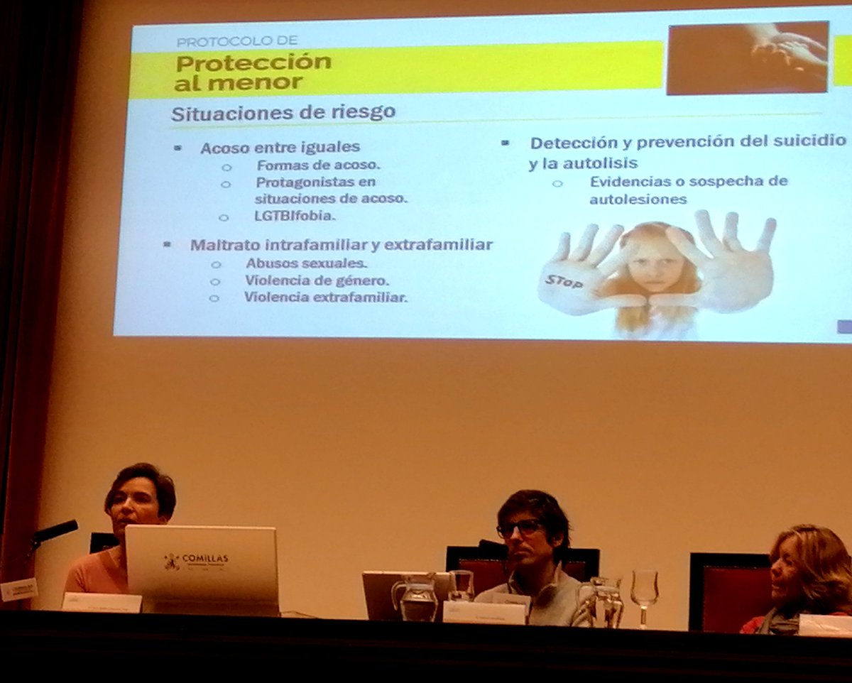 merchesnogueiro's tweet photo. Ana Belén Sánchez, Coordinadora Pedagógica de Eso y Bach. presenta el Protocolo de Protección al Menor de @gredossandiego en las Jornadas sobre Infancia Maltratada en la @UCOMILLAS https://t.co/OqqBVgmXxw