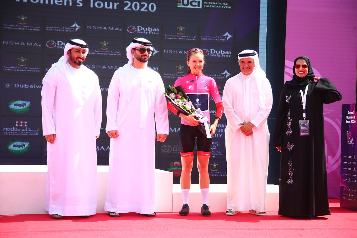 dubaiwomenstour's tweet photo. Congratulations to Annabel Fisher on winning the best climber Pink Jersey - awesome effort!
.
.
#cycling #uciwomenscycling #dubai #procycling #itsnotthathot #visitinsummer #morehillsneeded https://t.co/zQh1mNVI2u