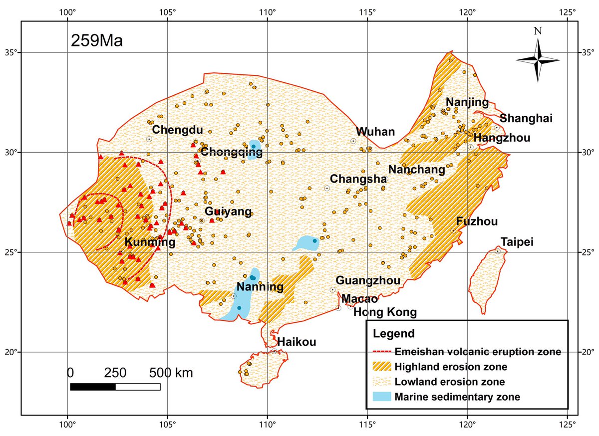 SShuzhong's tweet photo. New reconstructions of the Wuchiapingian (Late Permian) resource deposits in South China with GPlates and ArcGIS. https://t.co/fp14DnJ5l1 https://t.co/KJIbCkwfzK