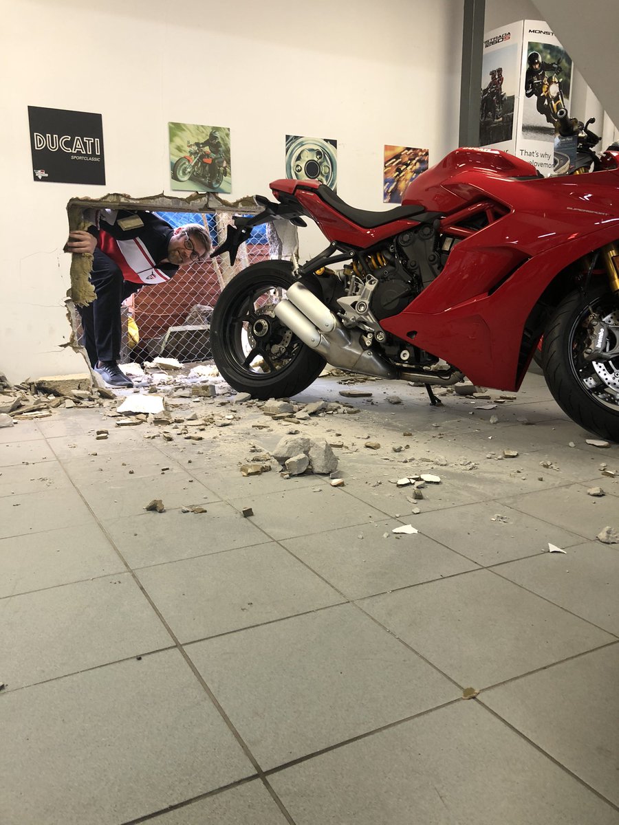 Nice little surprise this morning. 
Shop broken into, they cut through the wall! Under stairs out of sight of cctv
V4 stolen.
Police not interested. Crime number and go away. (Crime pays kids)
You have to admire the effort !! Nobody tries this hard to steal a Yamaha or BMW 😜🤷🏻‍♂️