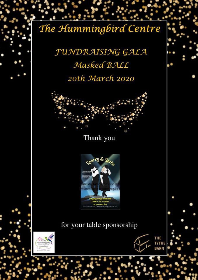 sparkyandsprite's tweet image. "Thanks to Sparky &amp;amp; Sprite Entertainment for sponsoring a table at our upcoming Masked Ball. Your support is very much appreciated."

There are still table sponsorship opportunities available. Please email info@thehummingbirdcentre.org.uk for more info. @HummingbirdBic #charity