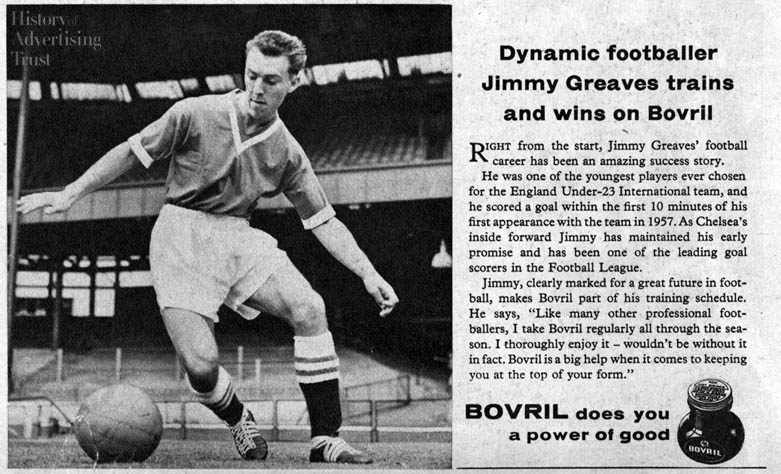 Happy 80th birthday to Jimmy Greaves, here he is in a 1959 ad for     