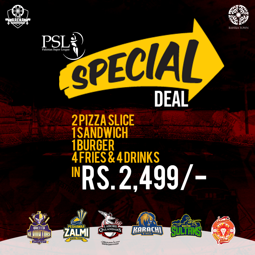 arena_cinema's tweet photo. It doesn't matter which team you support, mutual love for cricket and food is what binds us! Avail our Special PSL deal for 4 only at #TheArena.
#PSL2020 #TheArenaMovement #Islamabad #Lahore #Karachi https://t.co/gYv4Hgww5r