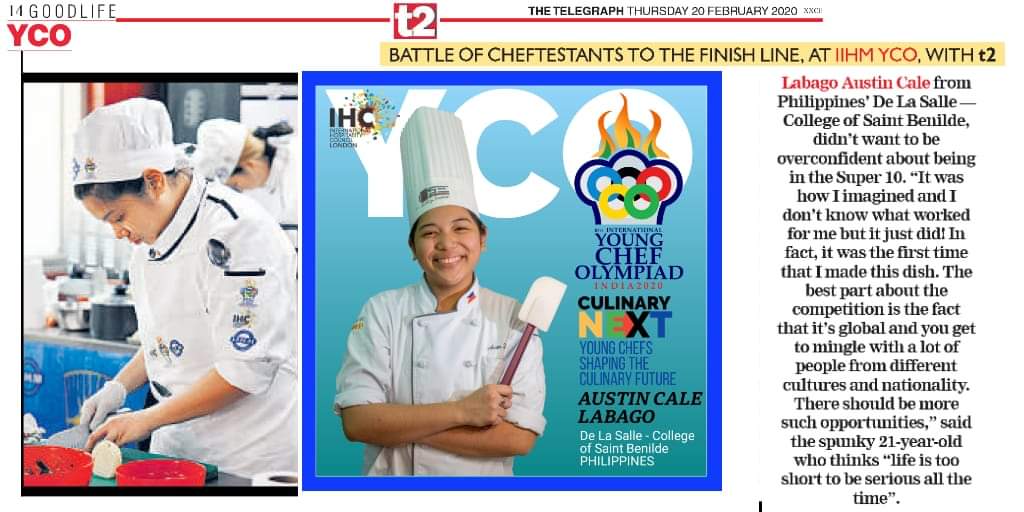 Varuni04's tweet photo. #YCO2020 #t2coversYCO

The Telegraph-t2 brings back snapshots of team #philippines who made it to the top 10 finalists at the International Young Chefs Olympiad.

De La Salle-College of Saint Benilde 

#sustainability #culinarycompetition #ANIMOBenilde AM https://t.co/ckNoPnT3EY