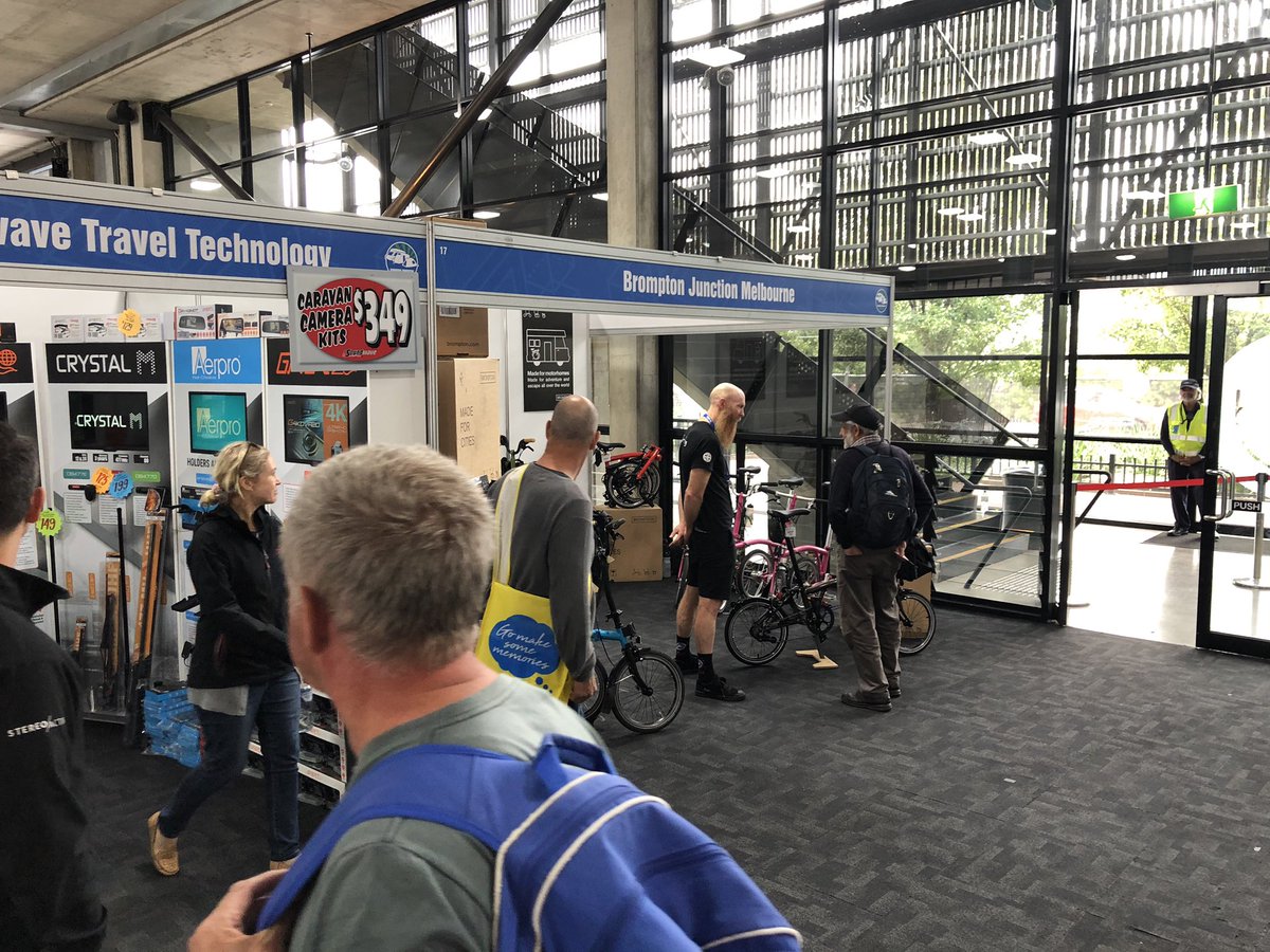 BromptonJnMelb's tweet photo. Talking to people today at the #VictorianCaravanCampingTouringSupershow
Our #brompton #foldingbikes are so compact they can fit in anyoneโs #camper or #trailer (or car!) ๐
Donโt miss out on our fantastic show specials - find us at stall 17 bldg 13 to find out!
#madeforescaping https://t.co/BRU1RBgUCR