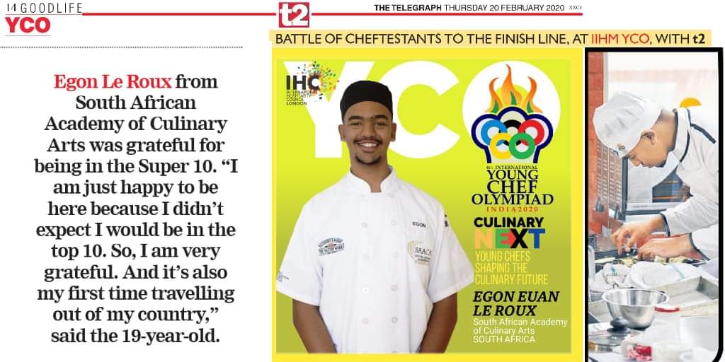 Varuni04's tweet photo. #YCO2020 #t2coversYCO

The Telegraph-t2 brings back snapshots of team #southafrica who made it to the top 10 finalists at the International Young Chefs Olympiad.

South African Academy of Culinary Arts

#sustainability #culinarycompetition AM https://t.co/kVfO9leugg