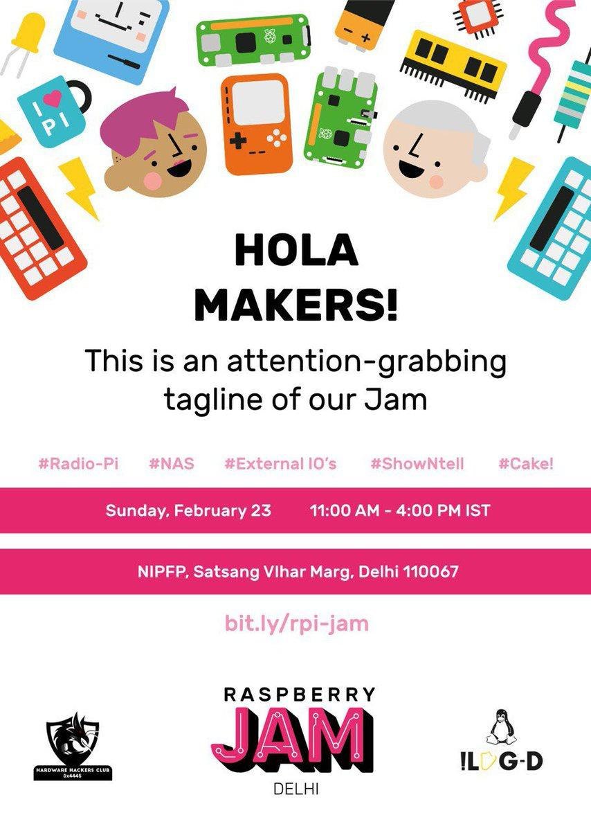 nihilistdbanana's tweet image. Join ILUGD and HHC-Delhi for Raspberry Pi Jam, this Sunday.

#rpi #raspberrypijam #Python #linux #Delhi #meetup #tech #learn #geek #beginnerfriendly #community
#NCR
eventbrite.com/e/raspberry-pi…