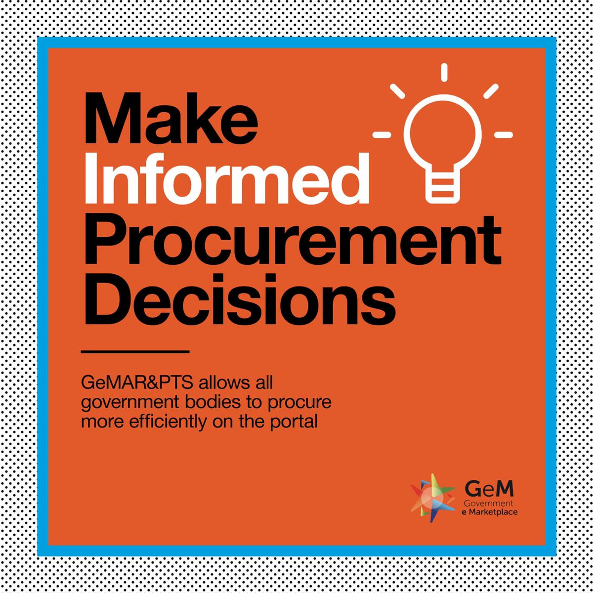 Buyers will soon be able to get a GeM Availability Report &amp; Past Transaction Summary (GeMAR&amp;PTS) on GeM, in order to take informed procurement decisions and take advantage of a guided search on GeM.

For more details please click bit.ly/2vRS5i4
#TheFutureisGeM