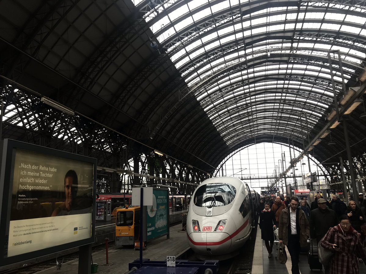 Changing trains at Frankfurt hbf, have 23 minutes, all running to time (which isn’t always the case, hope it continues) so very easy! Could have also changed at Frankfurt airport which the train stops at – bei  Frankfurt (Main) Hauptbahnhof